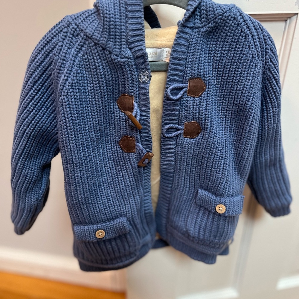 Mayoral Blue Knit Cardigan with Toggle Details